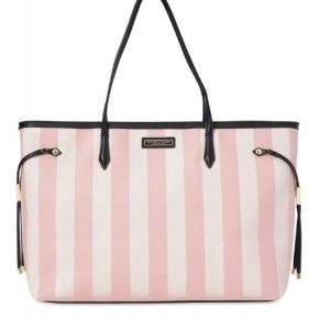 Victoria’s Secret Iconic Pink Cream Striped Tote Bag Signature