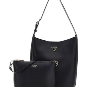 Guess Torebka Shopper Damska 2w1 MERIDIAN Czarna – Duża Torba + Mała Saszetka | HWBG69 742